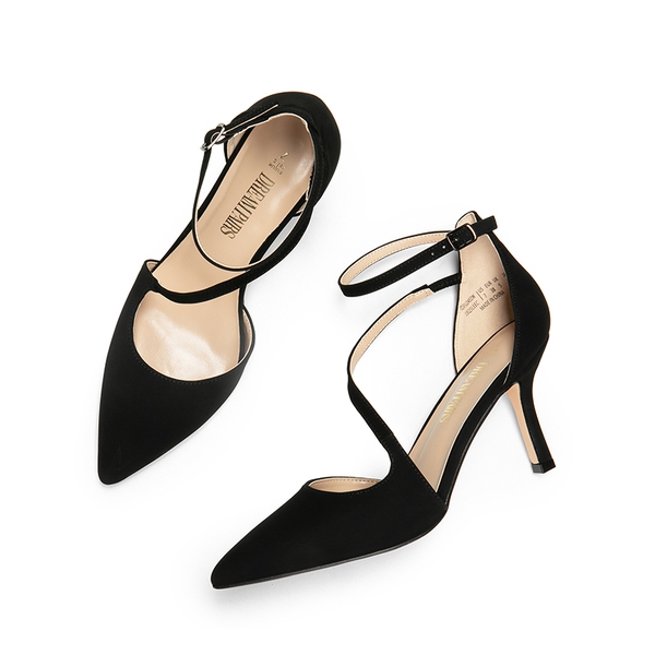Pointed Toe Ankle-Strap Stiletto High Heels - BLACK-NUBUCK - 6