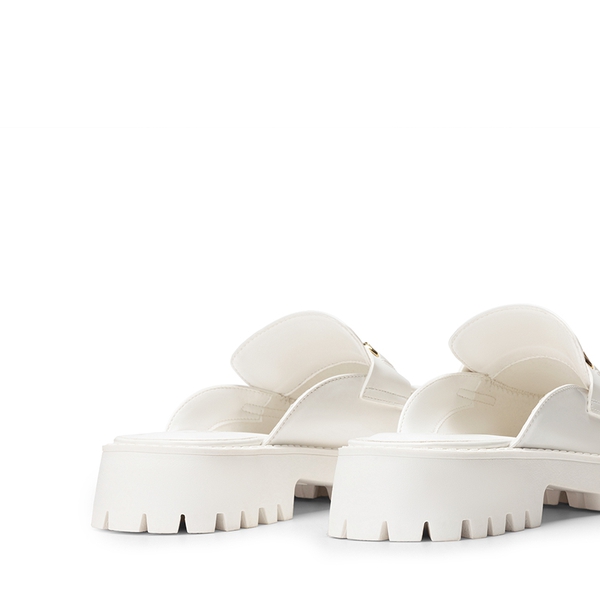 Round Toe Slip-on Mules - WHITE - 4