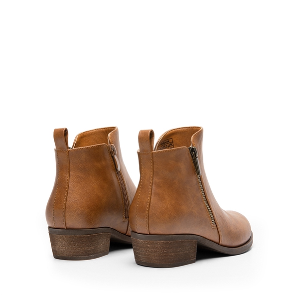 Comfortable Low Heel Ankle Boots - TAN-PU - 5