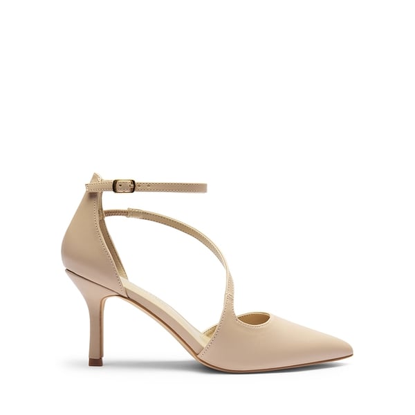 Pointed Toe Ankle-Strap Stiletto High Heels - NUDE-PU - 3