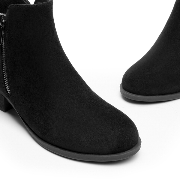 Comfortable Low Heel Ankle Boots - BLACK-SUEDE - 6