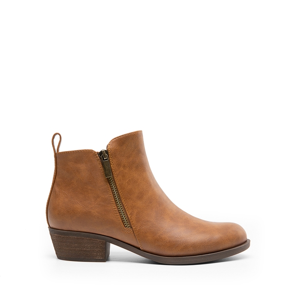Comfortable Low Heel Ankle Boots - TAN-PU - 3