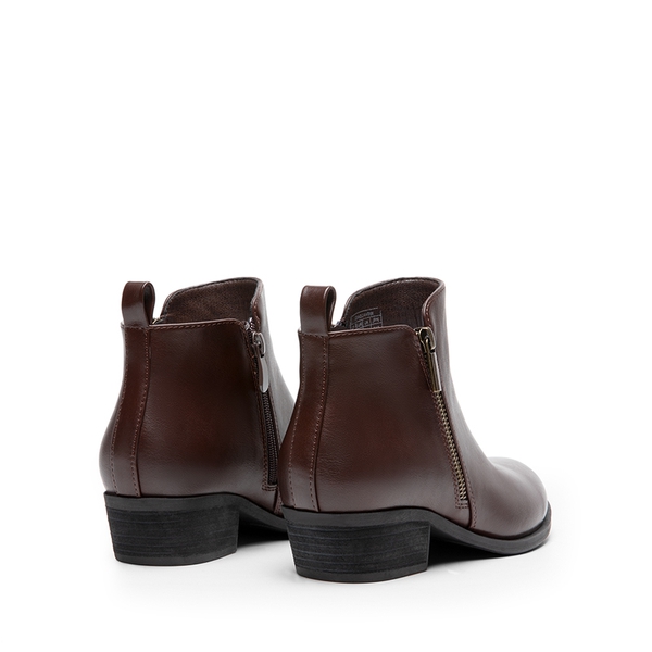 Comfortable Low Heel Ankle Boots - BROWN-PU - 5
