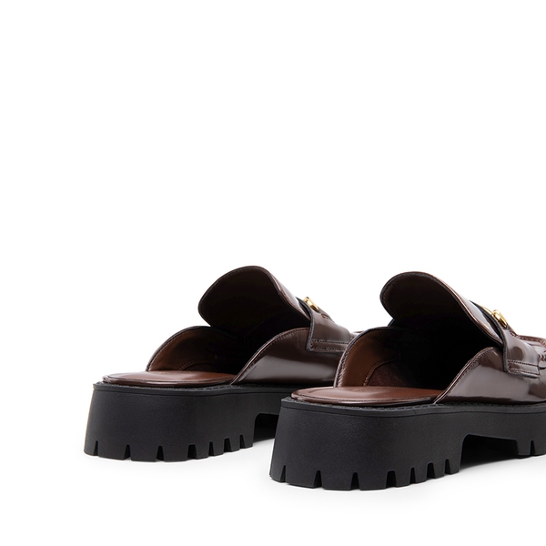 Round Toe Slip-on Mules - BROWN - 4