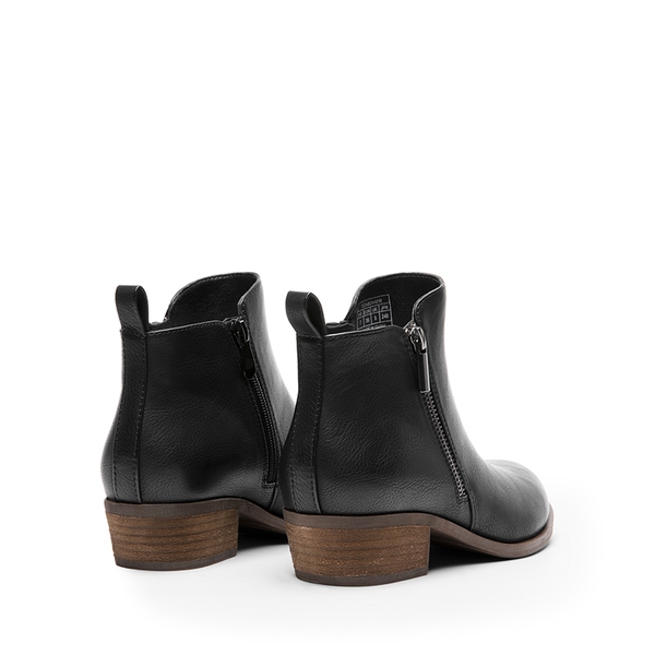 Comfortable Low Heel Ankle Boots - BLACK-PU - 5