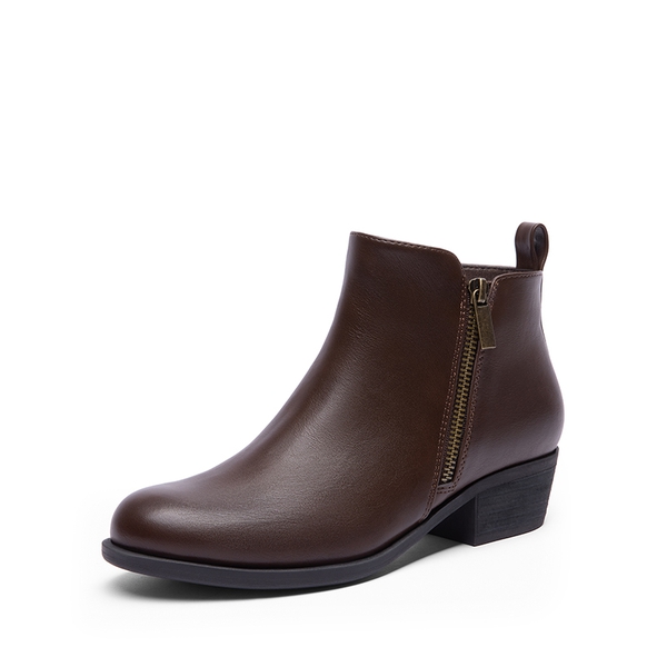 Comfortable Low Heel Ankle Boots - BROWN-PU -  0