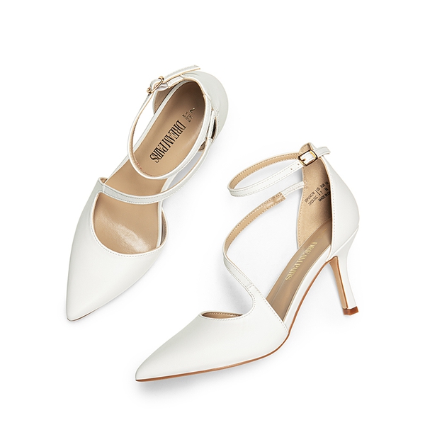 Pointed Toe Ankle-Strap Stiletto High Heels - WHITE-PU - 6