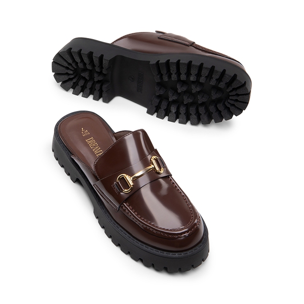 Round Toe Slip-on Mules - BROWN - 5