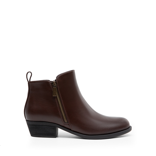 Comfortable Low Heel Ankle Boots - BROWN-PU - 3