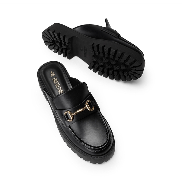 Round Toe Slip-on Mules - BLACK - 6