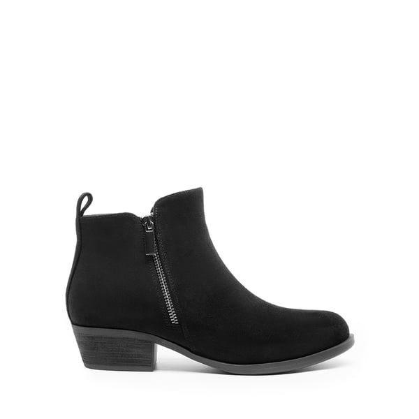 Comfortable Low Heel Ankle Boots - BLACK-SUEDE - 3