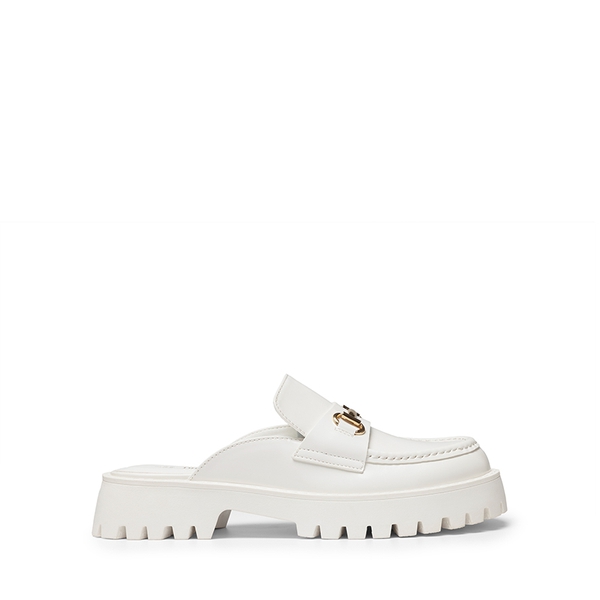 Round Toe Slip-on Mules - WHITE - 3
