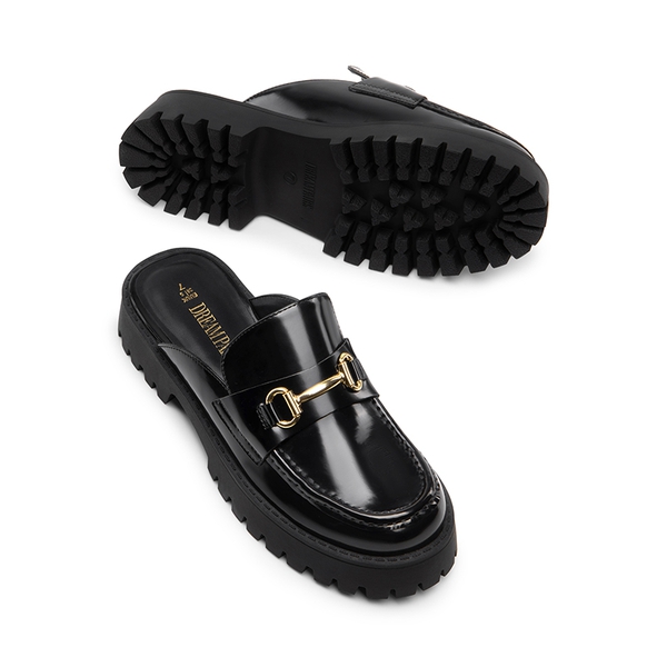 Round Toe Slip-on Mules - BLACK-PAT - 5