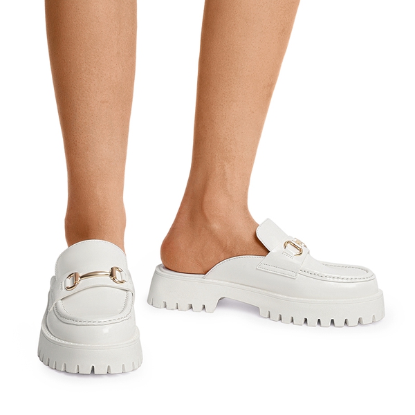 Round Toe Slip-on Mules - WHITE - 2