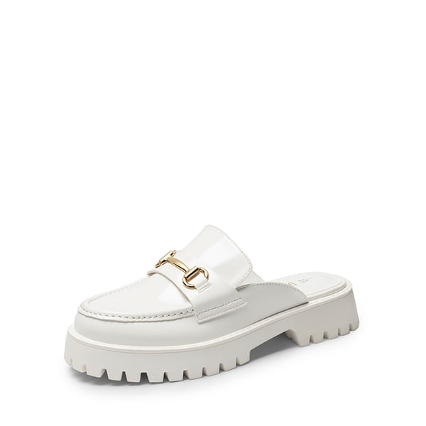 Round Toe Slip-on Mules - WHITE -  0