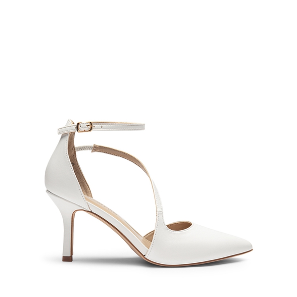 Pointed Toe Ankle-Strap Stiletto High Heels - WHITE-PU - 3