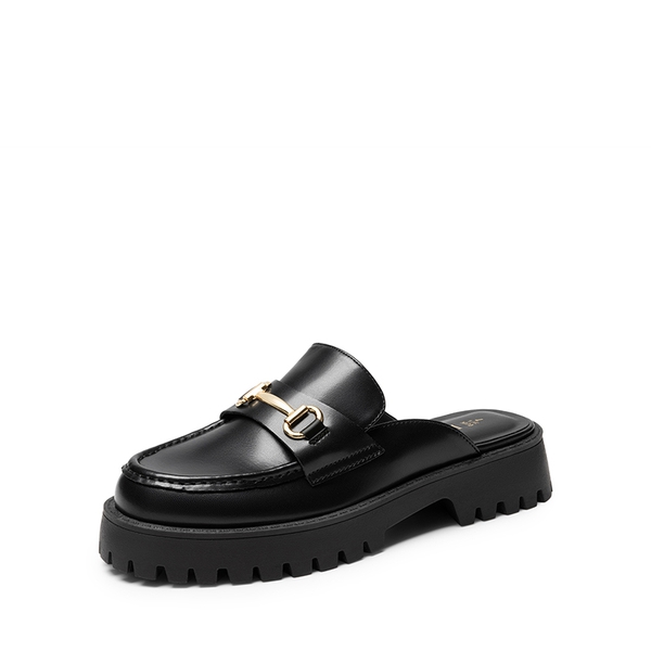 Round Toe Slip-on Mules - BLACK -  0