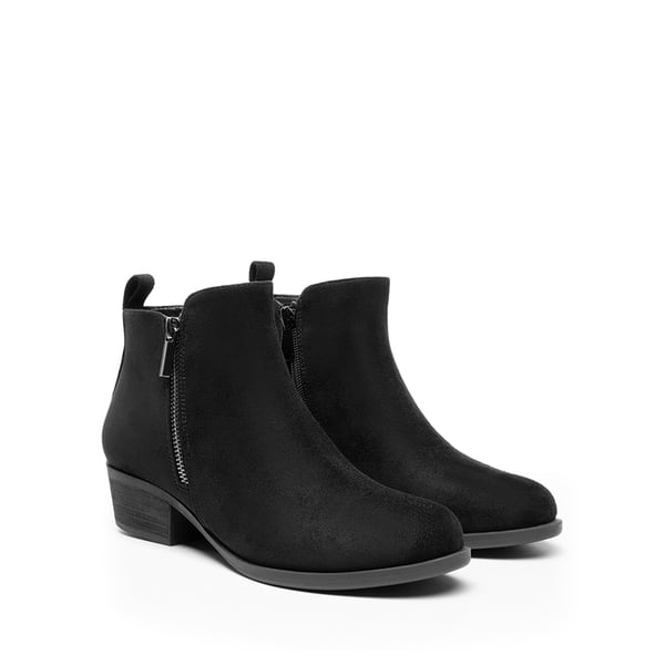 Comfortable Low Heel Ankle Boots - BLACK-SUEDE - 4