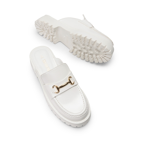 Round Toe Slip-on Mules - WHITE - 6