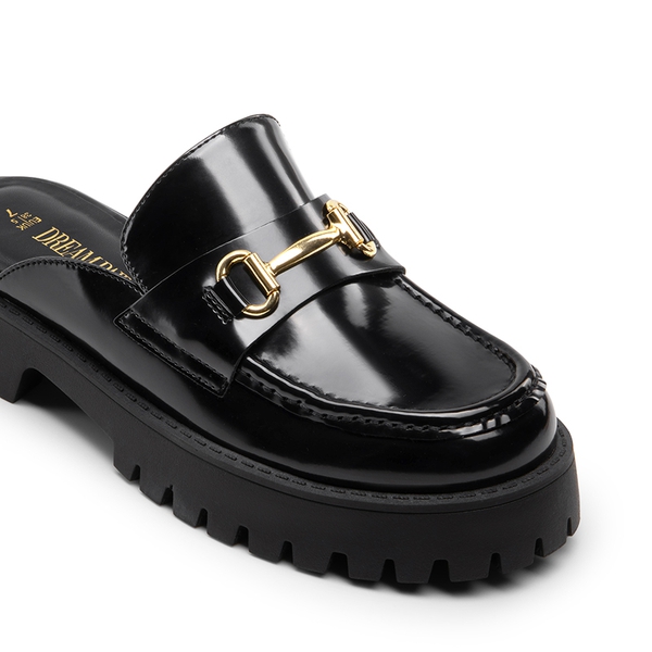 Round Toe Slip-on Mules - BLACK-PAT - 6
