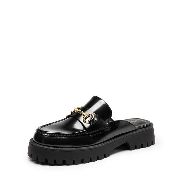 Round Toe Slip-on Mules - BLACK-PAT -  0