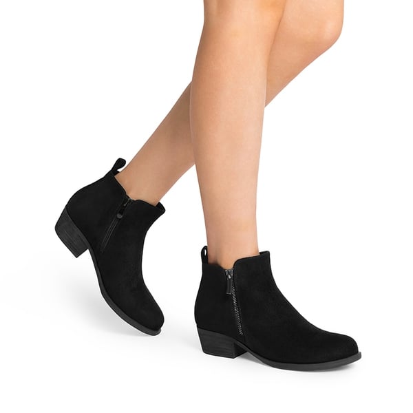 Comfortable Low Heel Ankle Boots - BLACK-SUEDE - 2