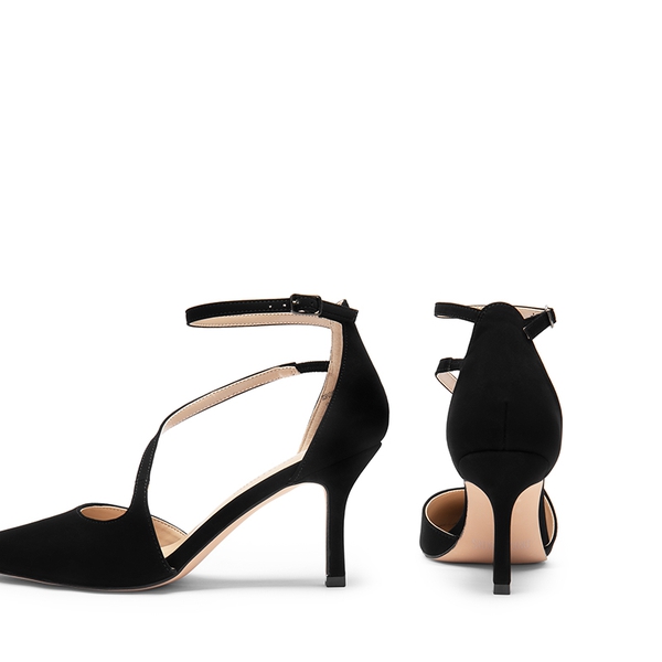 Pointed Toe Ankle-Strap Stiletto High Heels - BLACK-NUBUCK - 5