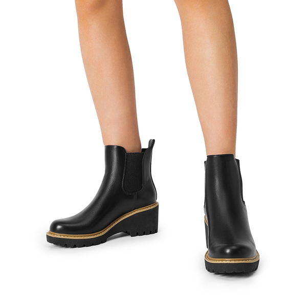 Classic Vegan Leather Chelsea Ankle Boots - BLACK-PU - 1