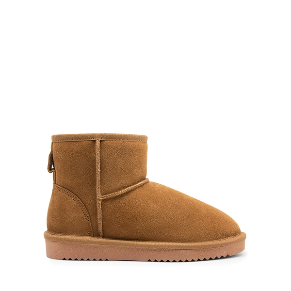 [FuzzyClassic Il Low Boot] Suede Slip-On Snow Ankle Boots - CHESTNUT - 2