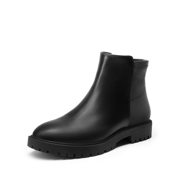 Chelsea Low Heel Pull-On Ankle Boots - BLACK-LYCRA -  0