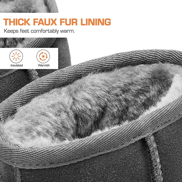 [FuzzyClassic Il Low Boot] Suede Slip-On Snow Ankle Boots - GREY - 5