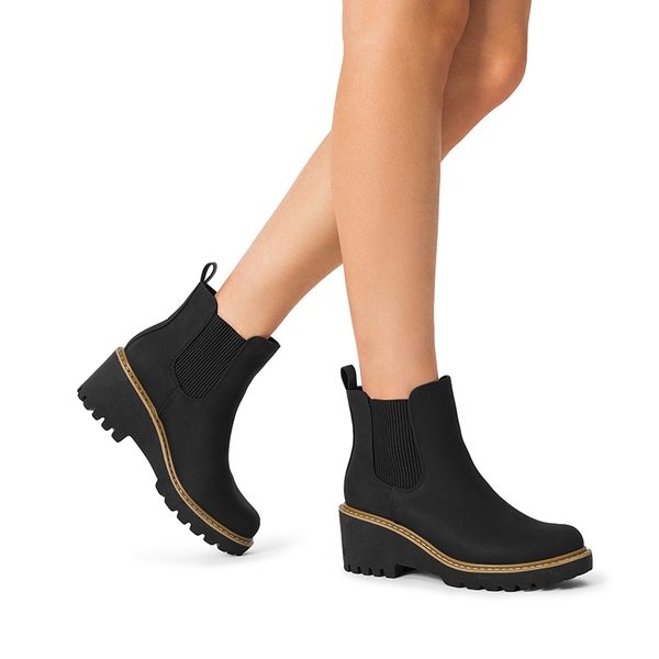 Classic Vegan Leather Chelsea Ankle Boots - BLACK-NUBUCK - 2