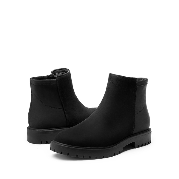 Chelsea Low Heel Pull-On Ankle Boots - BLACK-SUEDE - 5