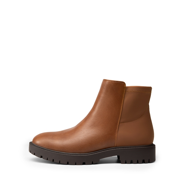 Chelsea Low Heel Pull-On Ankle Boots - BROWN-LYCRA - 3