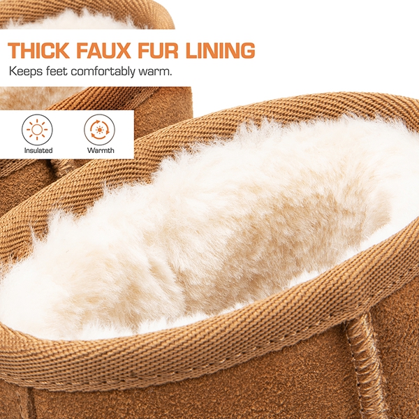 [FuzzyClassic Il Low Boot] Suede Slip-On Snow Ankle Boots - CHESTNUT - 5