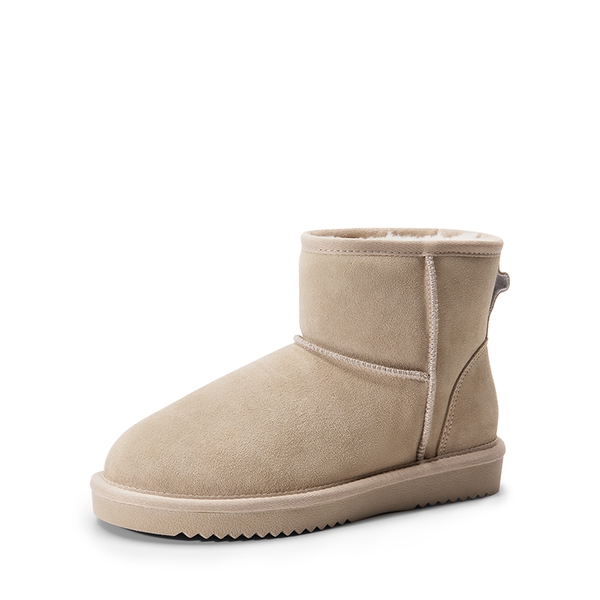 [FuzzyClassic Il Low Boot] Suede Slip-On Snow Ankle Boots - SAND -  0