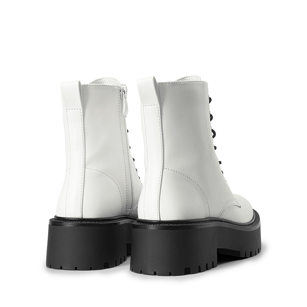 Chunky Non-Slip Combat Ankle Boots - WHITE-PU - 4