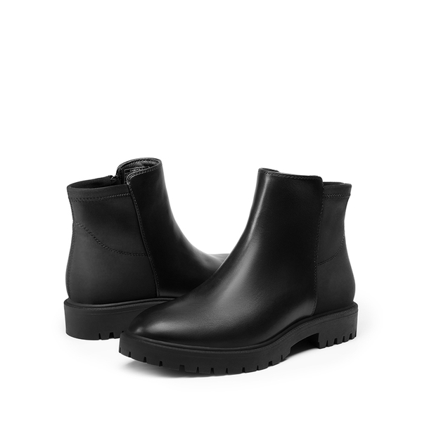 Chelsea Low Heel Pull-On Ankle Boots - BLACK-LYCRA - 5