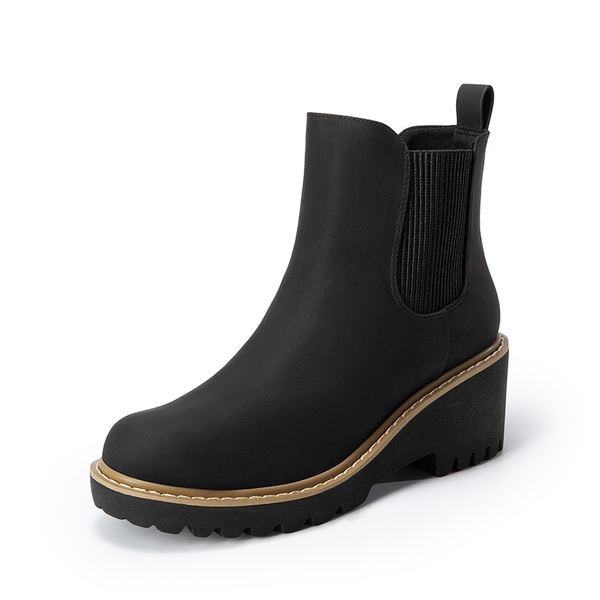 Classic Vegan Leather Chelsea Ankle Boots - BLACK-NUBUCK -  0