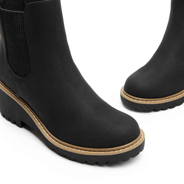 Classic Vegan Leather Chelsea Ankle Boots - BLACK-NUBUCK - 6
