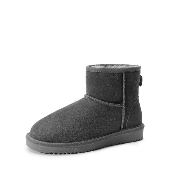 [FuzzyClassic Il Low Boot] Suede Slip-On Snow Ankle Boots - GREY -  0