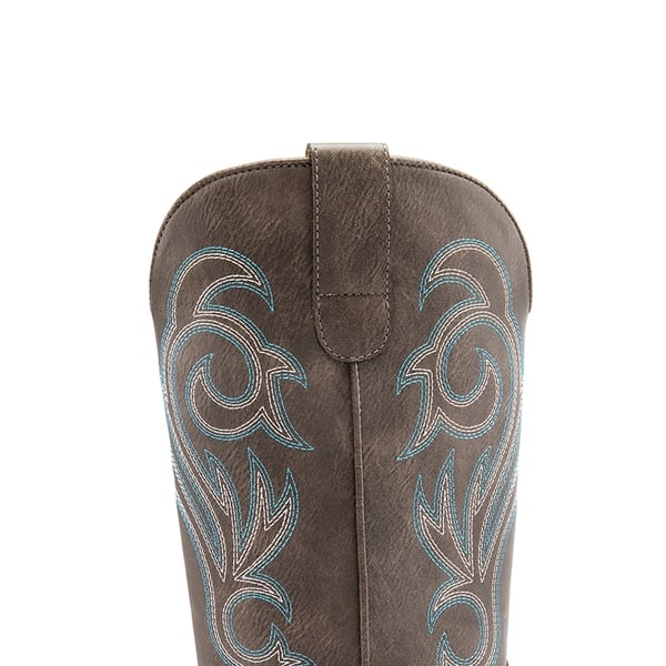 Square-toe Mid-Calf Cowgirl Boots - BROWN - 6