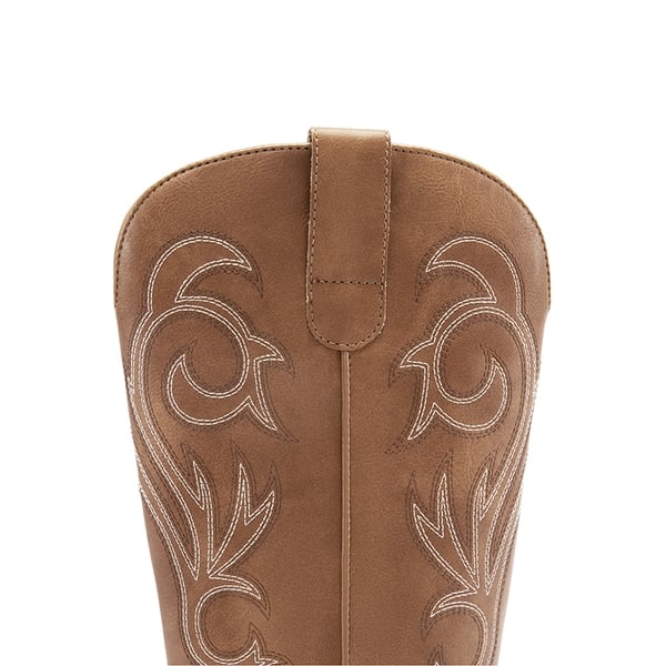 Square-toe Mid-Calf Cowgirl Boots - TAN - 6
