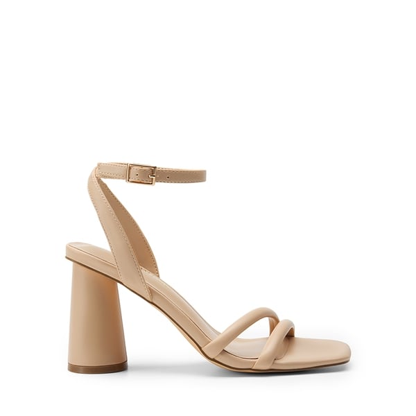 Cylindrical Ankle-Strap Heel Sandals - NUDE-PU - 3