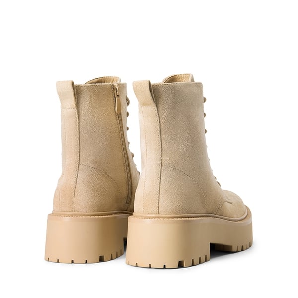 Chunky Non-Slip Combat Ankle Boots - NUDE-SUEDE - 4