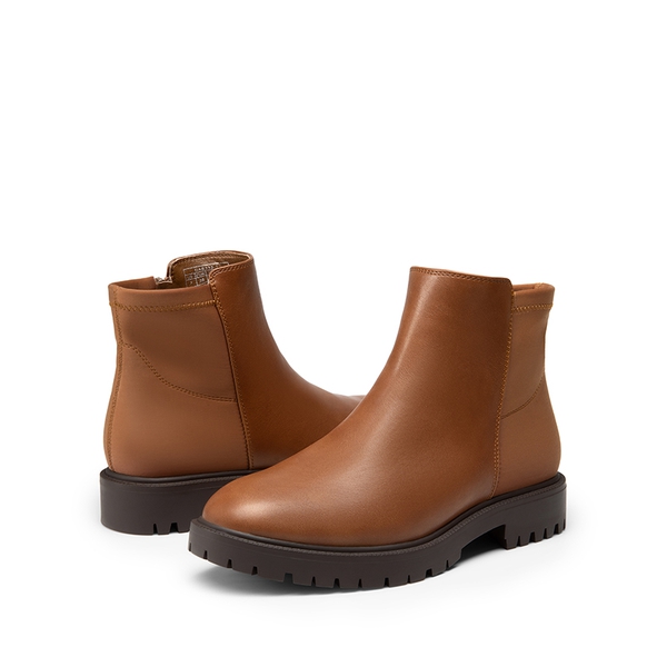 Chelsea Low Heel Pull-On Ankle Boots - BROWN-LYCRA - 5