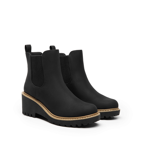 Classic Vegan Leather Chelsea Ankle Boots - BLACK-NUBUCK - 4
