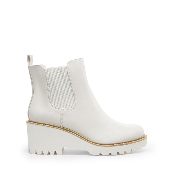 Classic Vegan Leather Chelsea Ankle Boots - WHITE-PU - 3