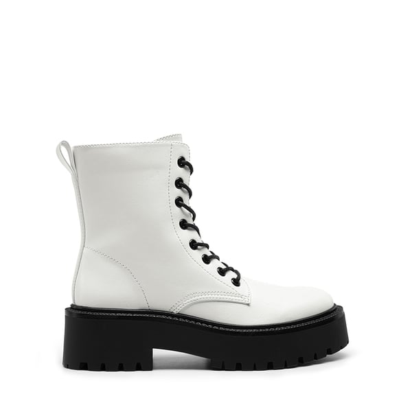 Chunky Non-Slip Combat Ankle Boots - WHITE-PU - 3