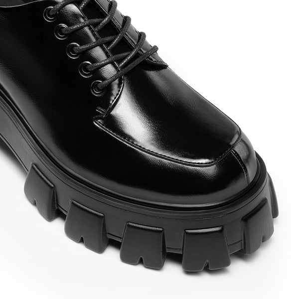 Versatile Lace-up Platform Oxfords - BLACK-PAT - 6